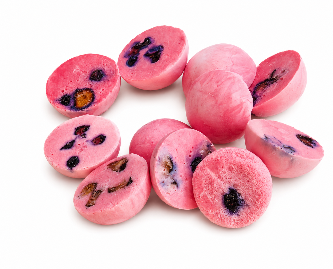 Freeze dry strawberry ice cream without sugar with blueberries